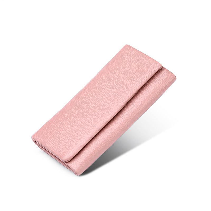 Ladies Wallet In Lychee Pattern Head Layer Cowhide - Trendha