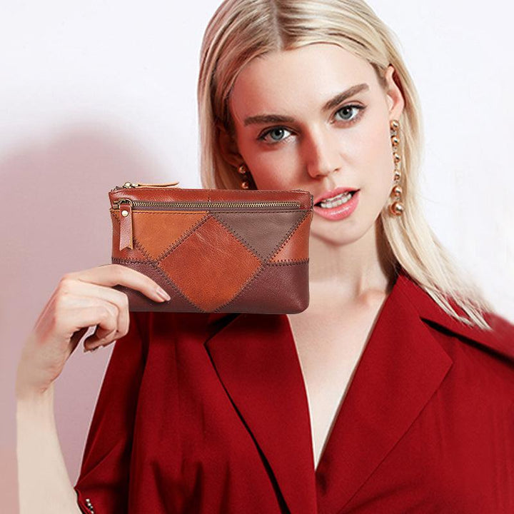 Wallet With Contrast Color And Large Capacity Soft Leather - Trendha