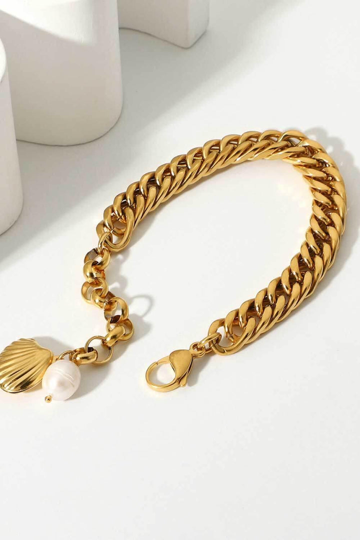 18K Gold-Plated Curb Chain Bracelet - Trendha