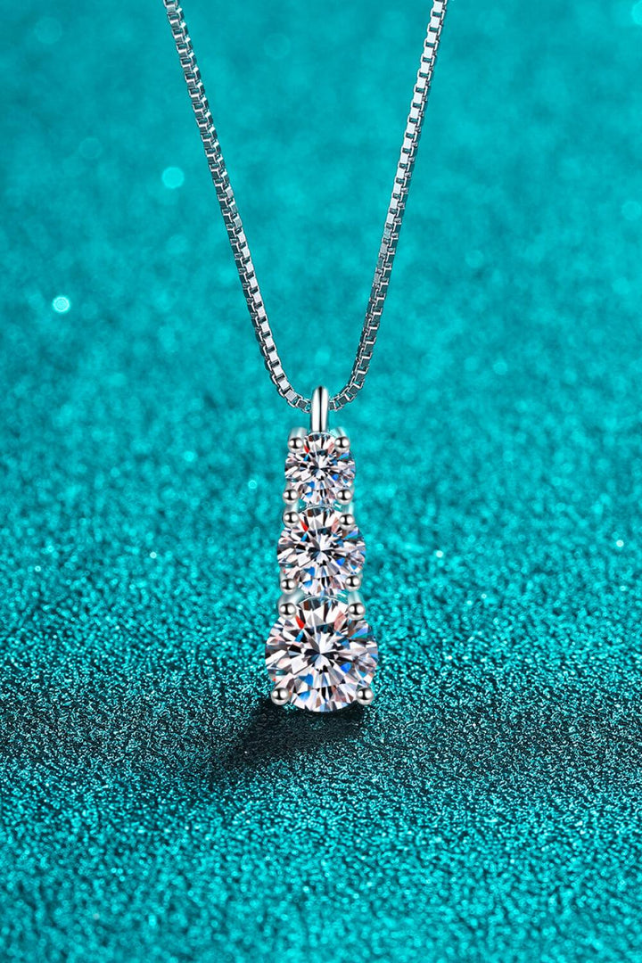 Moissanite Triple-Pendant Necklace - Trendha