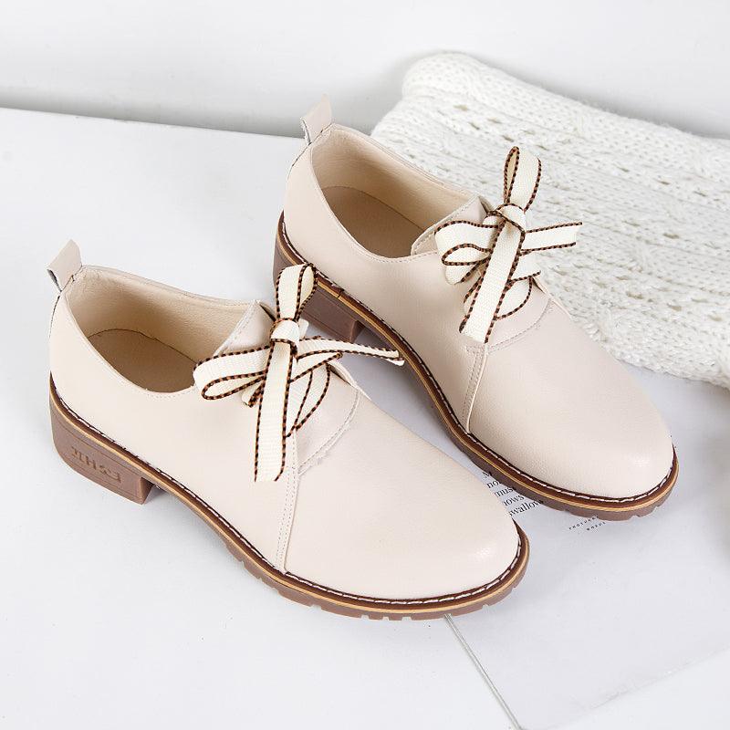 Women's Small Leather Shoes With Thick Heels And Single Shoes - Trendha