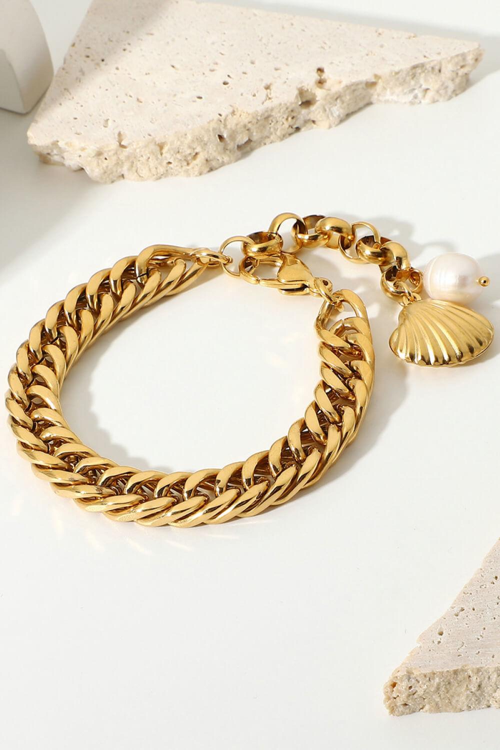 18K Gold-Plated Curb Chain Bracelet - Trendha