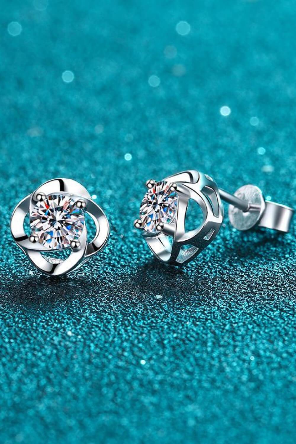 It's Your Day Moissanite Rhodium-Plated Stud Earrings - Trendha