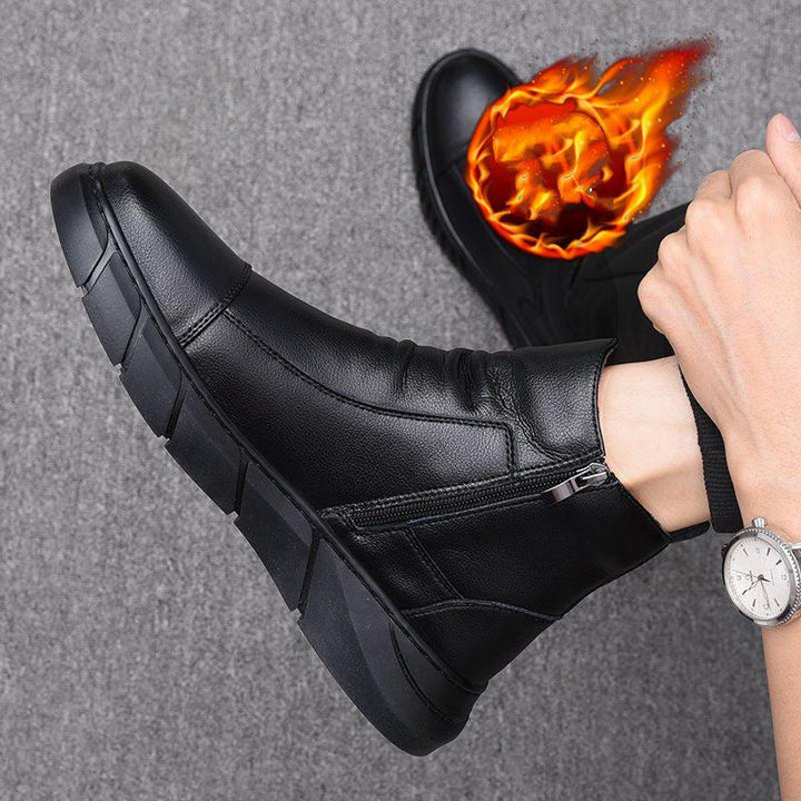 High-top Leather Shoes Casual Leather Bo - Trendha