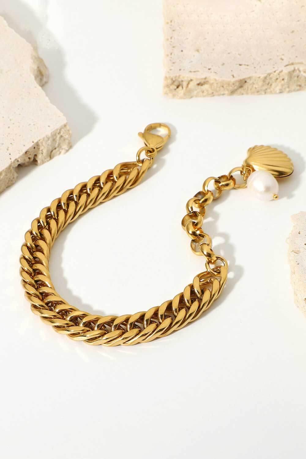 18K Gold-Plated Curb Chain Bracelet - Trendha