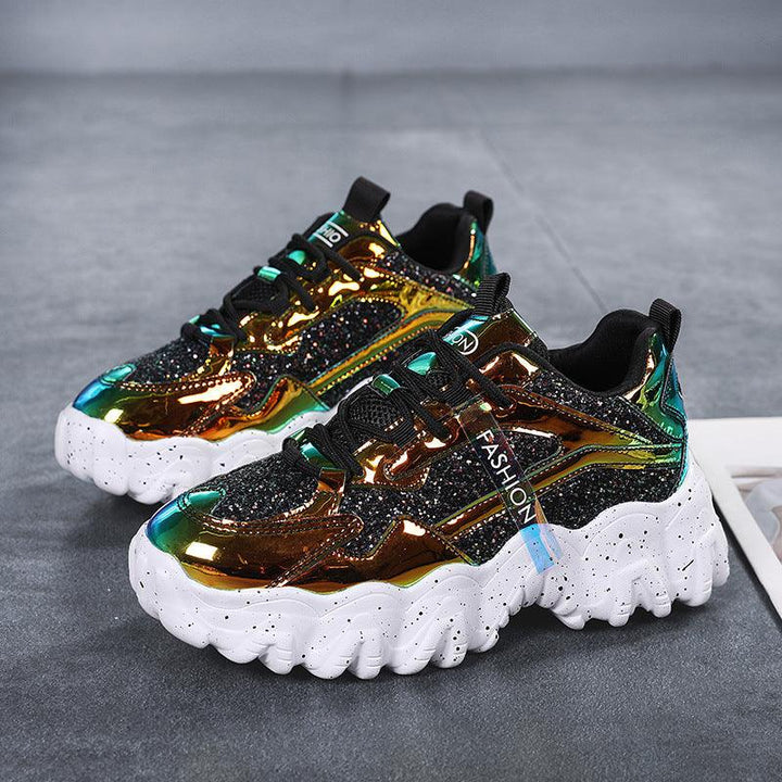 Fashion Sequins Increase Daddy Shoes Platform Casual Sneakers - Trendha