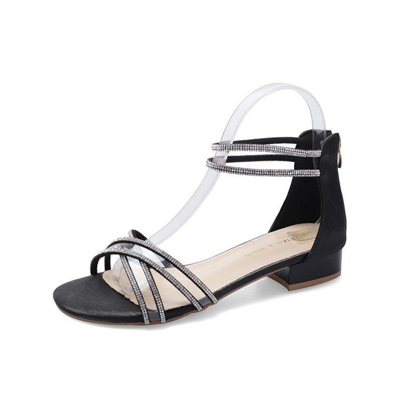 Women's PU Sandals in Black or Beige