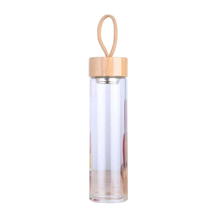 Glass Water Bottle with Bamboo Lid and String - Trendha