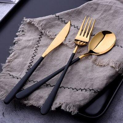 Gold / Silver Portable Steel Tableware Set - Trendha