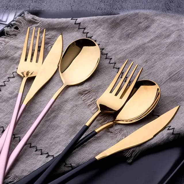 Gold / Silver Portable Steel Tableware Set - Trendha