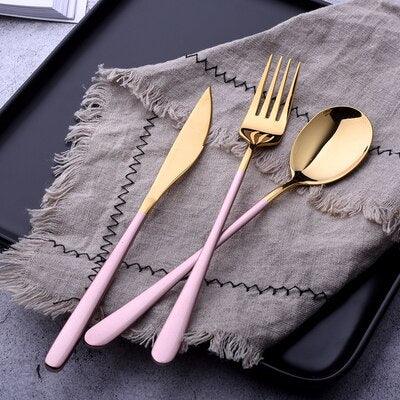 Gold / Silver Portable Steel Tableware Set - Trendha