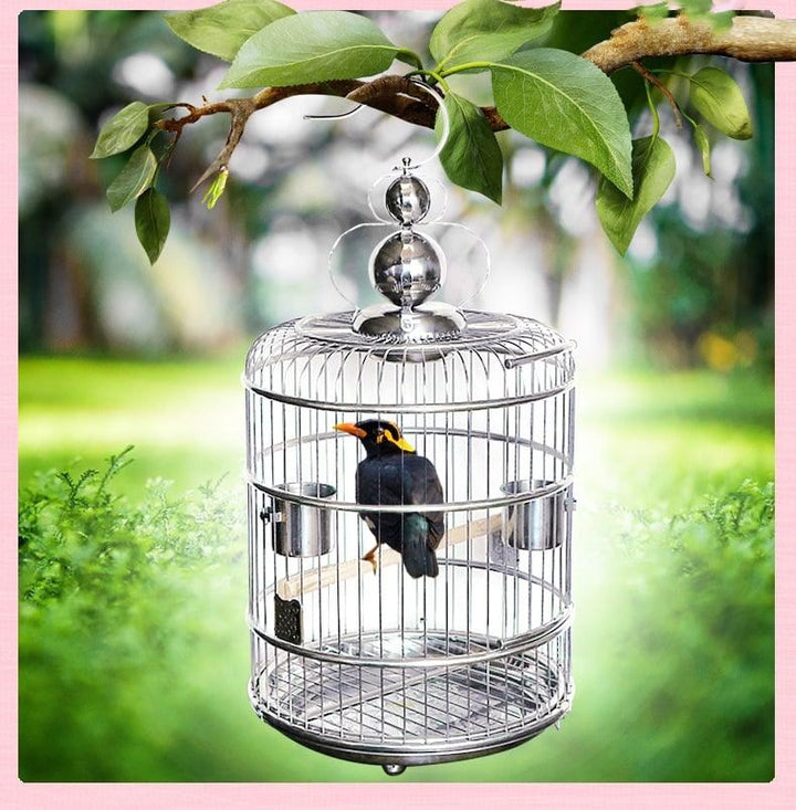 Large Vintage Stainless Steel Bird Cage - Trendha