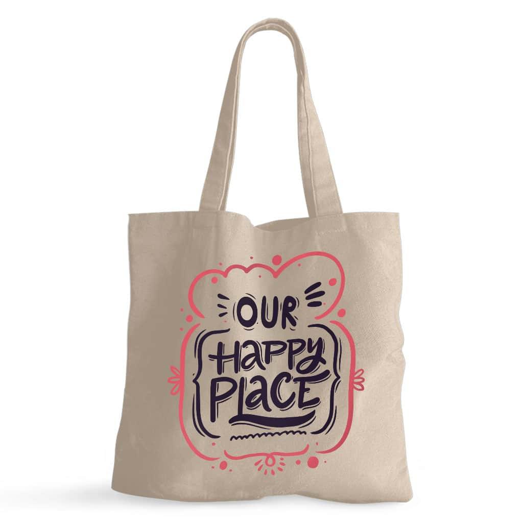 Our Happy Place Small Tote Bag - Themed Shopping Bag - Cool Design Tote Bag - Trendha