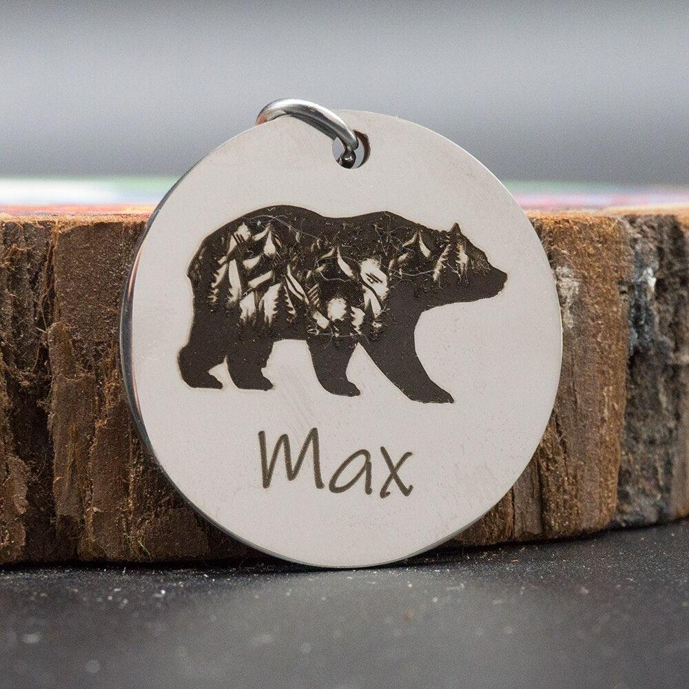 Personalized Engraved Round Dog ID Tag - Trendha