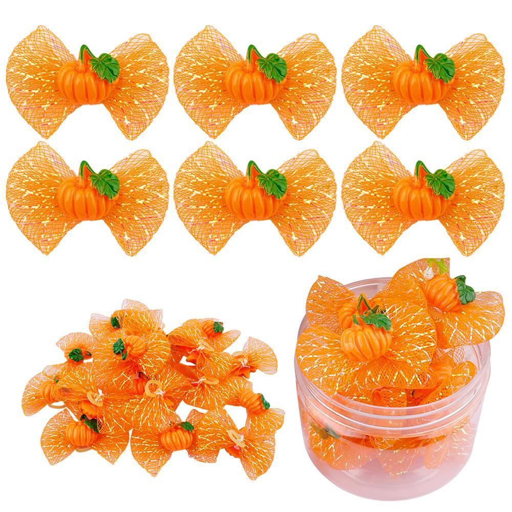 Pet Pumpkin Hair Bows 20 pcs Set