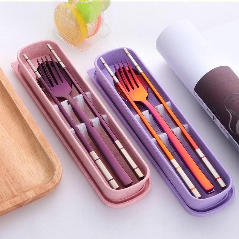 Portable Stainless Steel Chopsticks / Spoon / Fork Tableware Set with Box - Trendha