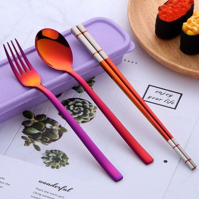 Portable Stainless Steel Chopsticks / Spoon / Fork Tableware Set with Box - Trendha
