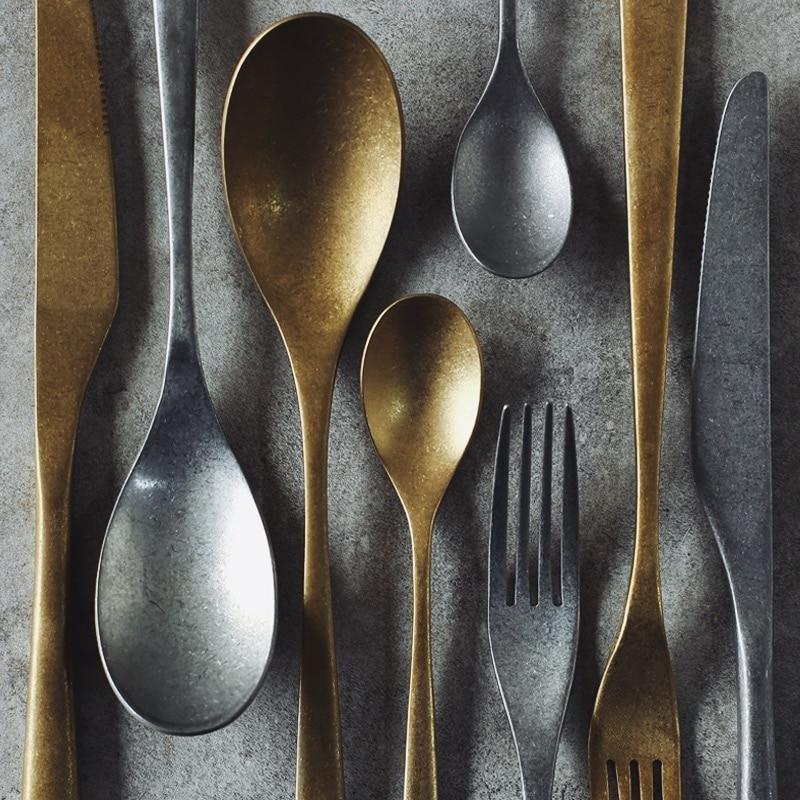 Retro Silver / Gold Cutlery 4 pcs Sets - Trendha