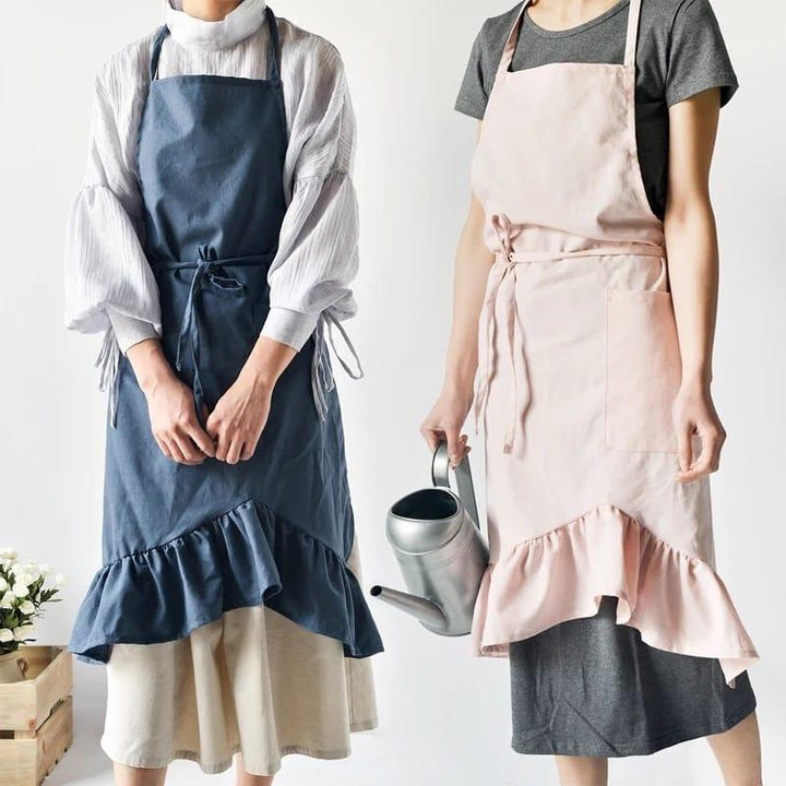 Ruffled Cotton Apron for Women - Trendha