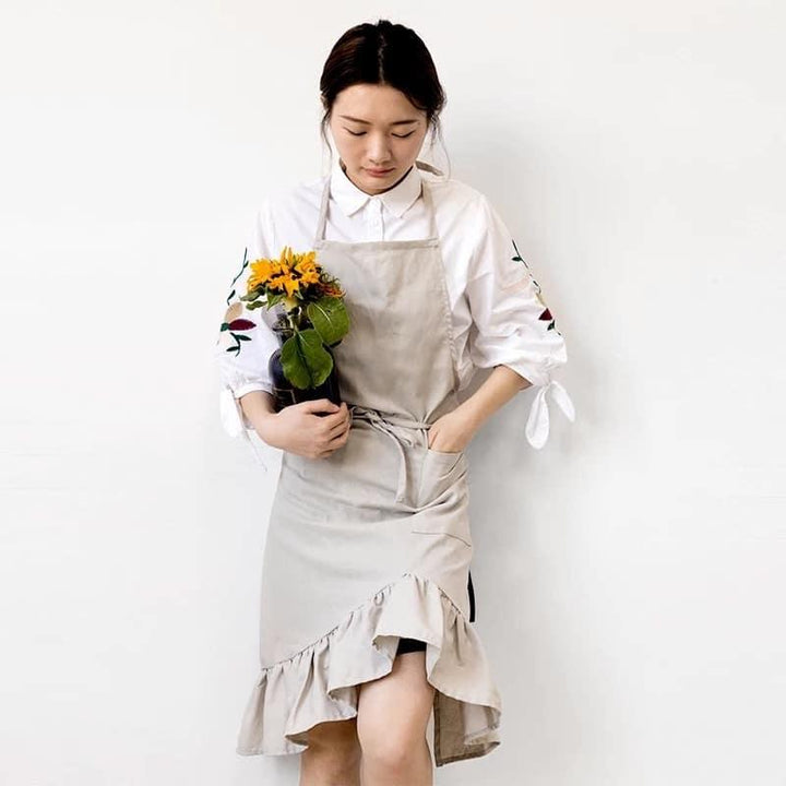 Ruffled Cotton Apron for Women - Trendha