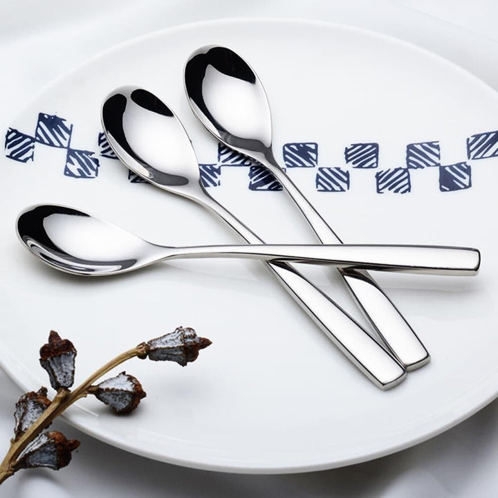 Set of Six Metal Coffee Spoons in Silver - Trendha
