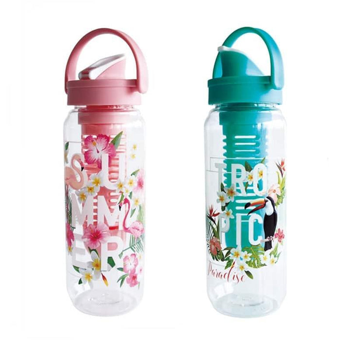 Tropical Patterned Water Bottle with Fruit Infuser - Trendha