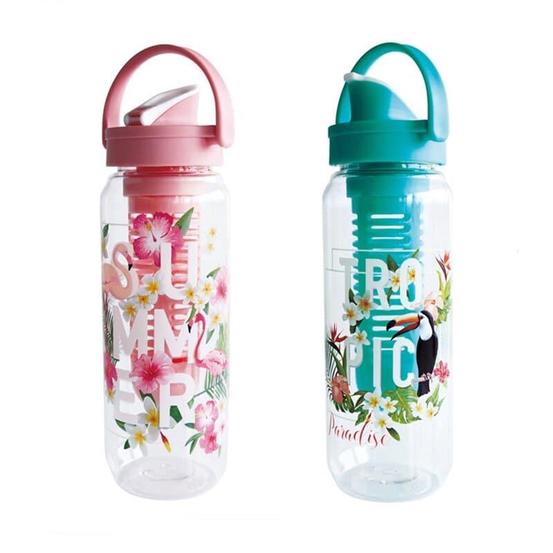 Tropical Patterned Water Bottle with Fruit Infuser - Trendha