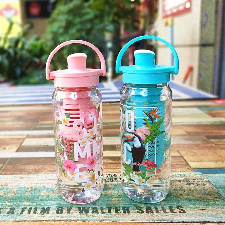 Tropical Patterned Water Bottle with Fruit Infuser - Trendha