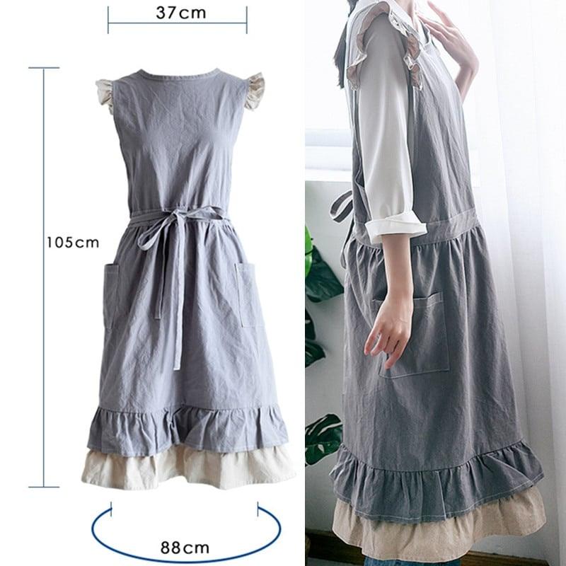 Women's Gray / Khaki Cotton Linen Barista Apron - Trendha