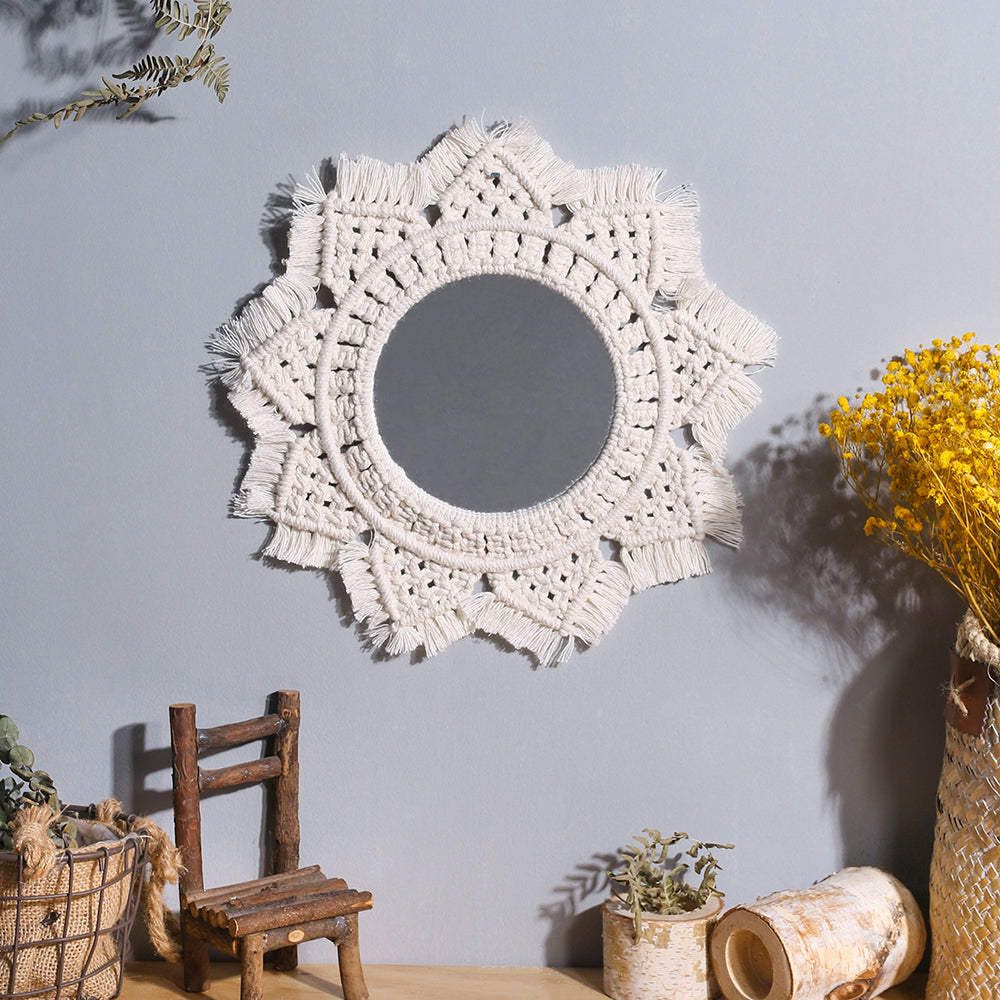 Handmade Macrame Mirror Wall Hanging - Boho Home Decor