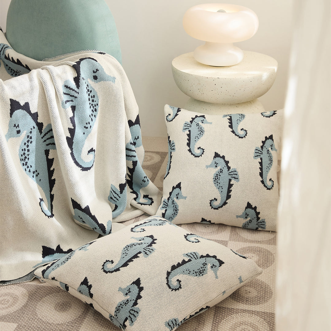 Cute Sea Horse Cotton Blanket