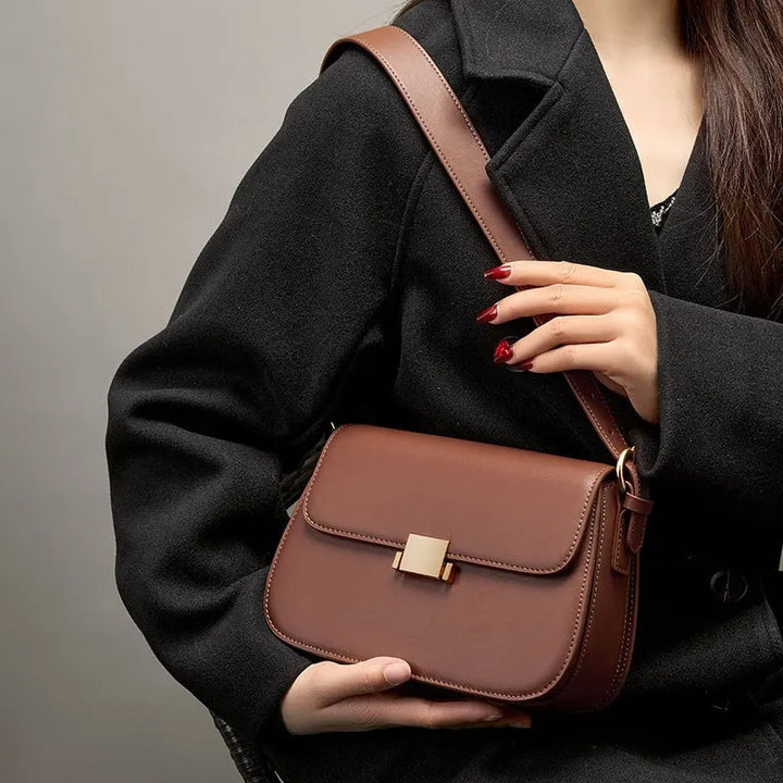 Luxury Genuine Leather Small Square Crossbody Shoulder Bag