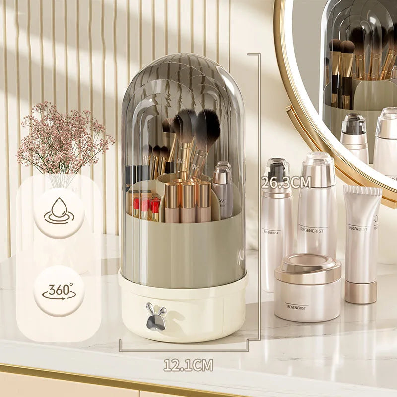 360 Rotating Makeup Brush Holder with Drawer