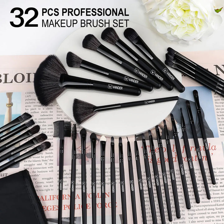 Professional 32-Piece Makeup Brush Set for Foundation, Blush, Eyeshadow & More with Case