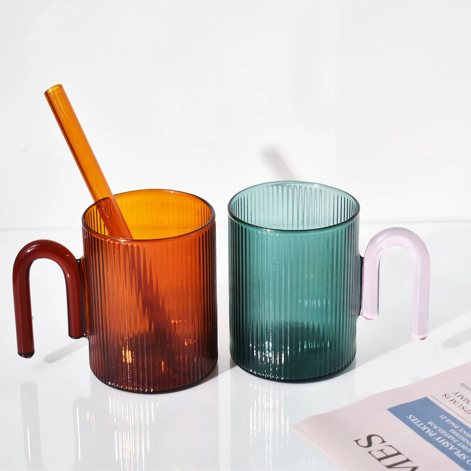 Heat Resistant Glass Mug with Colorful Handle