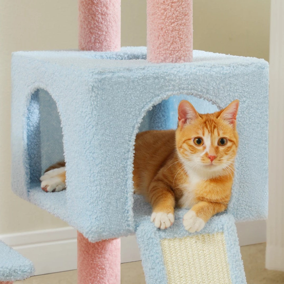 47-Inch Flower Cat Tree Multi-Level Tower with Sisal Scratching Posts and Cozy Perch for Indoor Cats