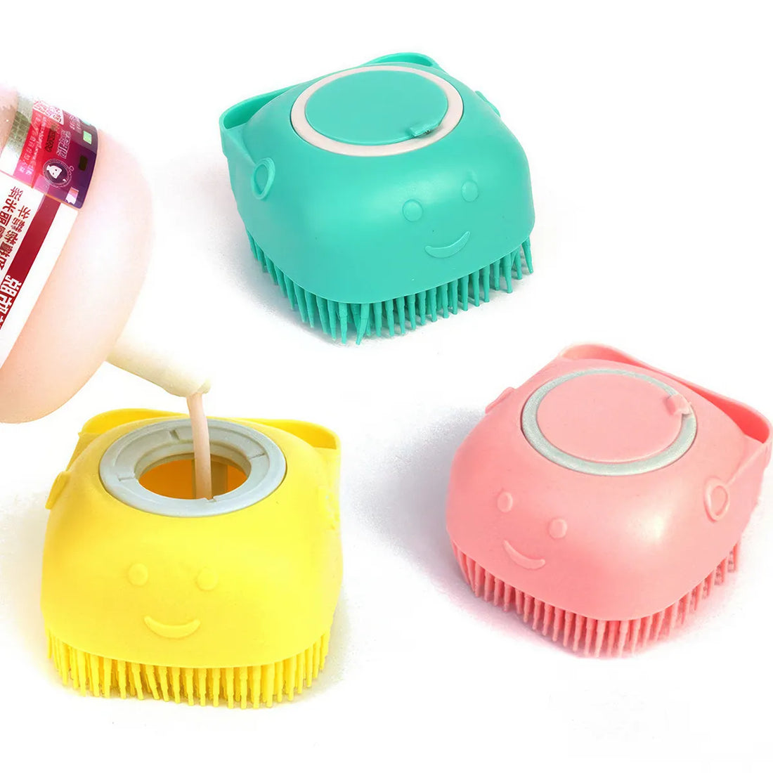 Bathroom Silicone Pet Massage Brush - Soft Bath Tool for Dogs and Cats