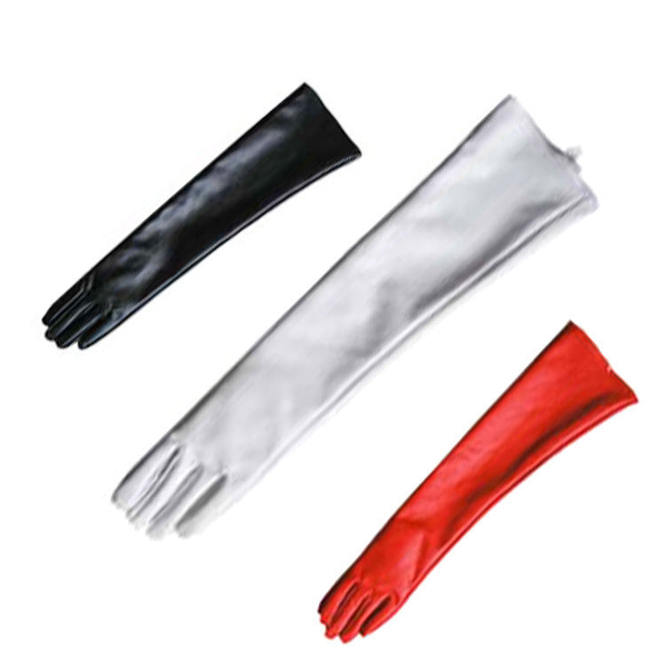 Long Elbow Faux Leather PU Glove Armguard Sleeve