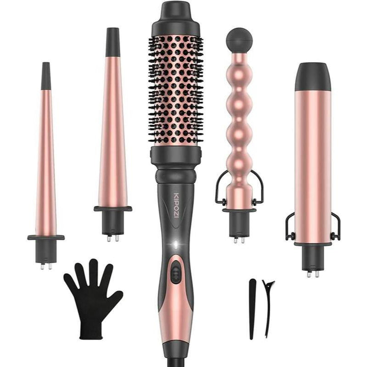 Professional 5-in-1 Curling Iron and Hot Air Brush Set