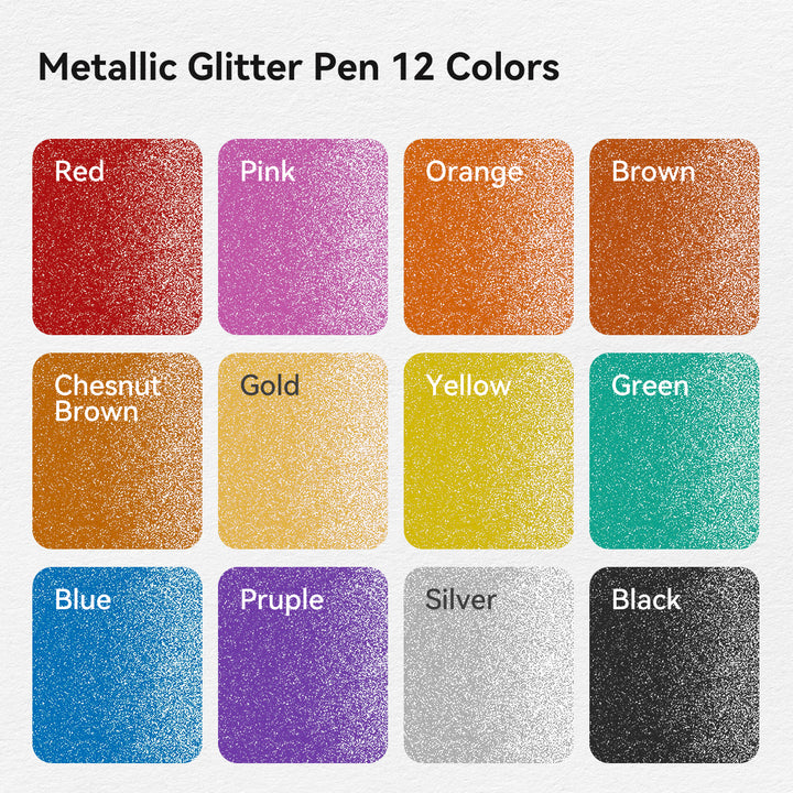 12 Sparkle Color Glitter Acrylic Paint Markers