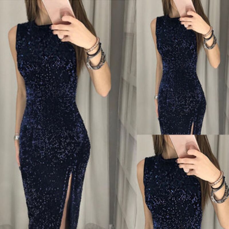 Women's Dress Skirt Irregular Sequined Slit Dress