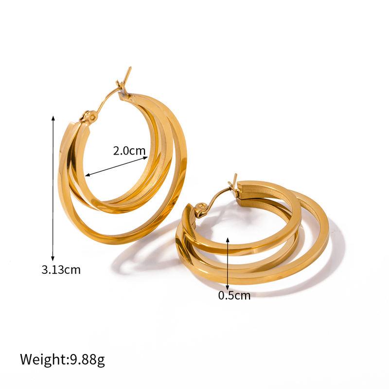 18K Gold Plated Stainless Steel Double Coil Earrings