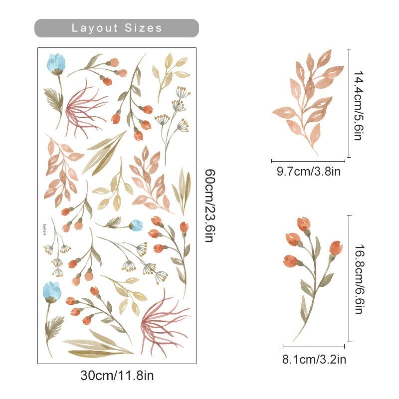 Boho Floral Watercolor Wall Stickers