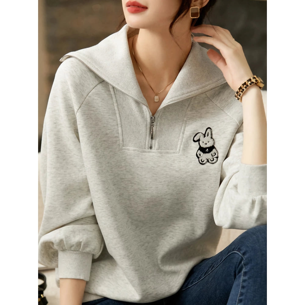 Half Zip Up Loose Sweatshirt