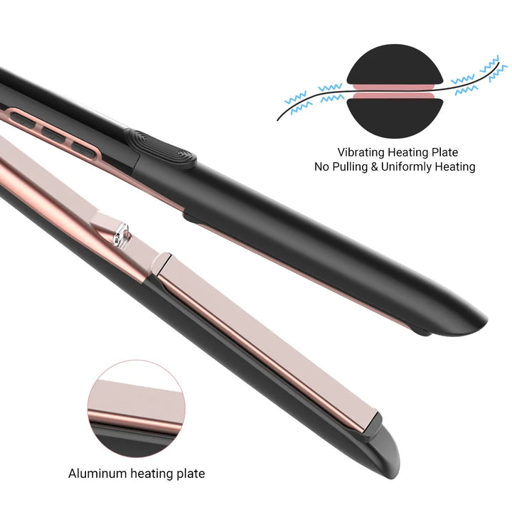 260℃ / 500 ℉ New 2 in 1 Hair Straightener Curler Fast Heating Flat Iron With a Vibration Function Negative Ion Ceramic Plates