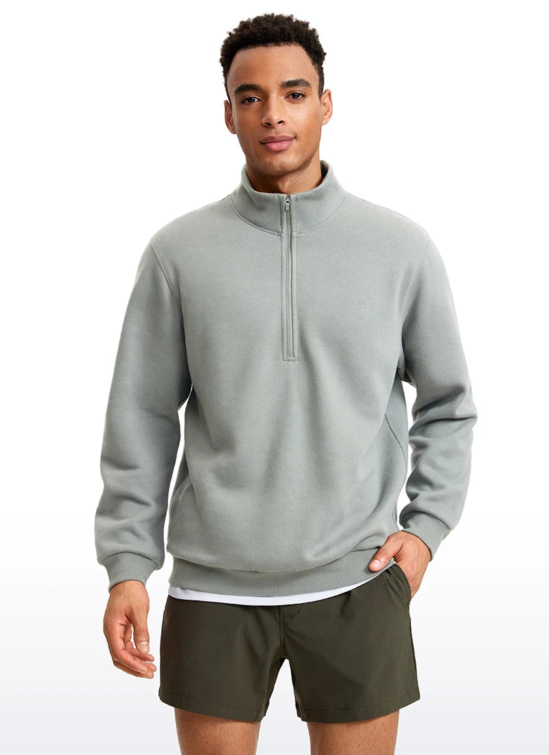 Men's Fleece-Lined Mock Neck Half Zip Sweatshirt