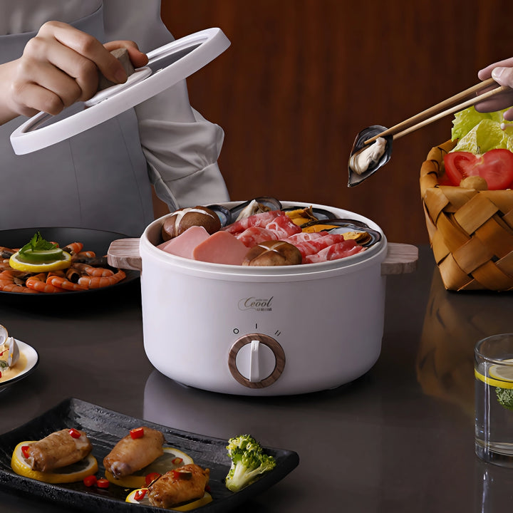 Multifunction Mini Electric Cooking Pot with Food Steamer