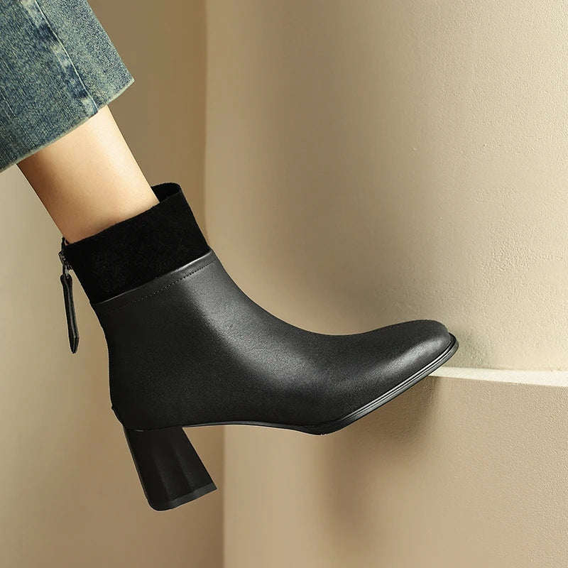 Stylish Women's Square Toe High Heel Chelsea Boots