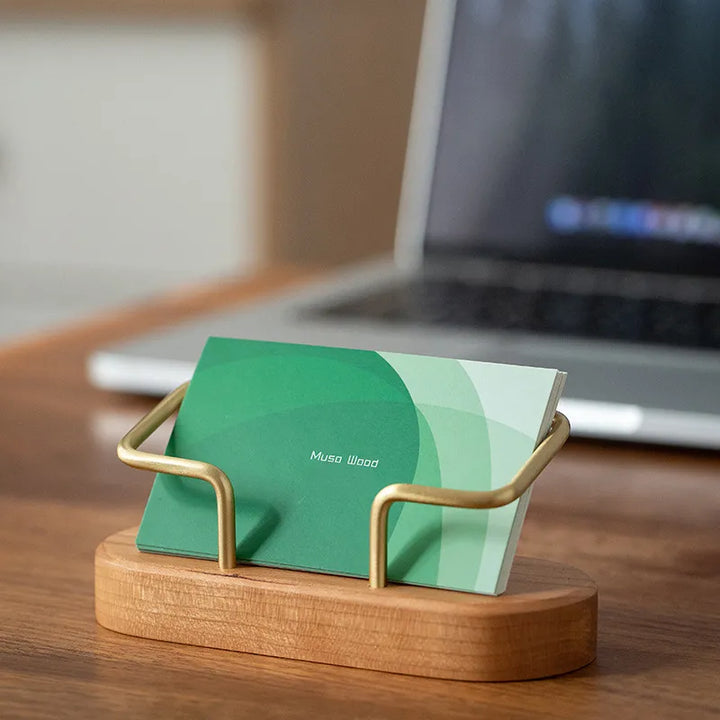 Elegant Wooden Business Card Holder for Office and Home