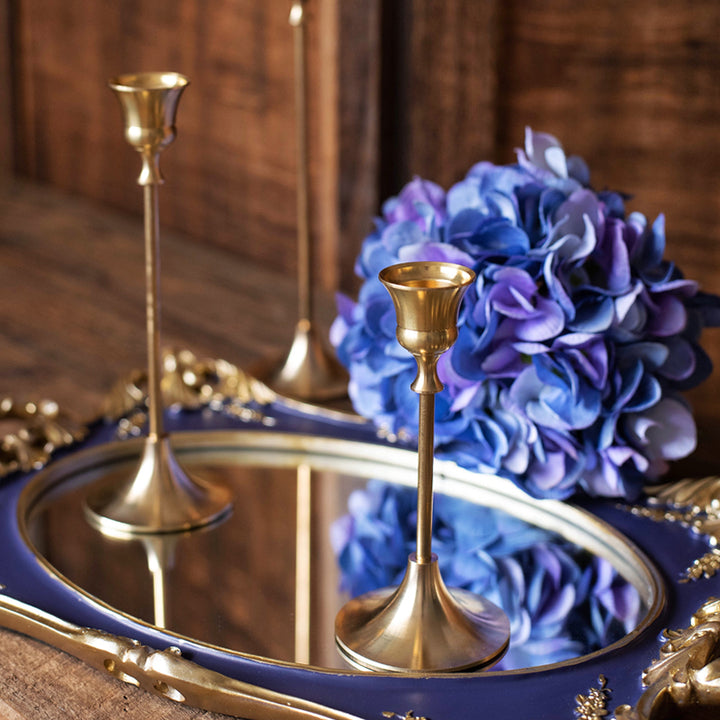 Elegant Brass Gold Candlestick Holder Set